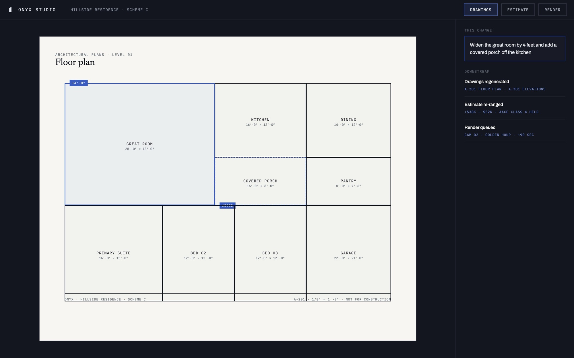 ONYX STUDIO — DRAWINGS WORKSPACE (PRODUCT PREVIEW)